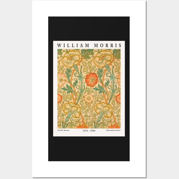 William Morris Exhibition Textile Design - Pink and Rose Pattern Wall Art by VanillaArt